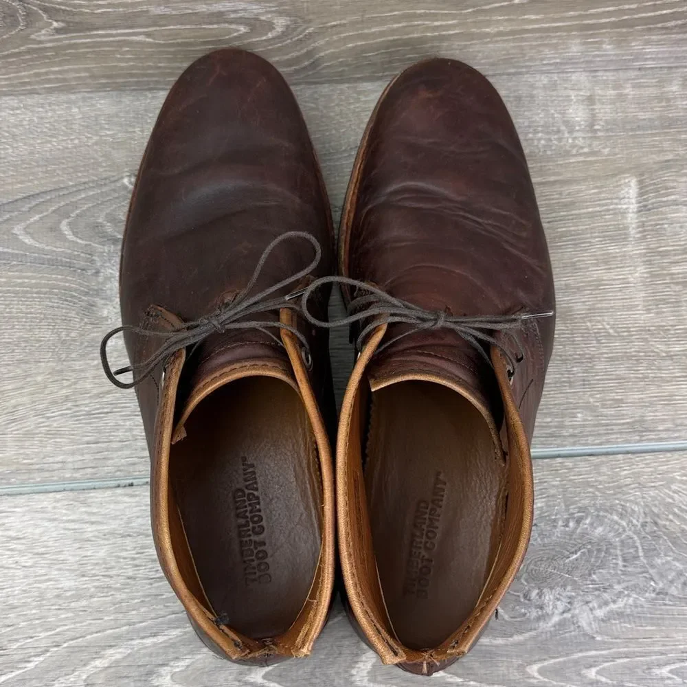 Timberland Boot Co Wodehouse Men's Sz 10 Burnished Brown Leather Chukka Boots